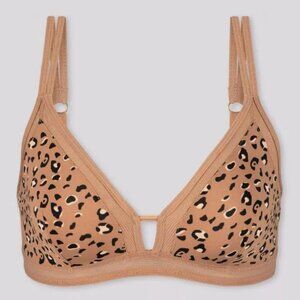 All.You. LIVELY Leopard Print Mesh Trim Bralette Bra size S